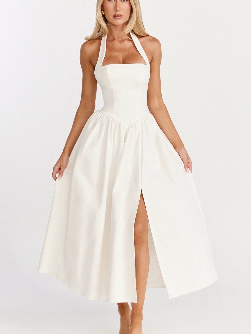 Showpo Helda Off-White Midi Dress